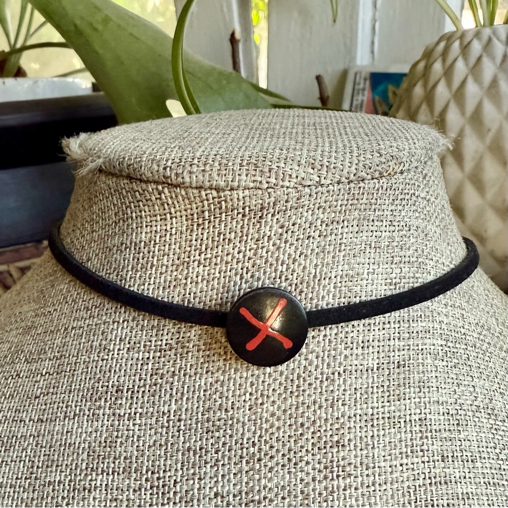 Handmade vegan suede goth punk choker necklace